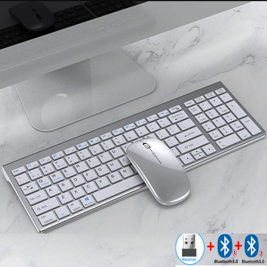 Conjunto de teclado e mouse Bluetooth recarregável para laptop, combinação de teclado e mouse sem fio USB 2.4G ButFly