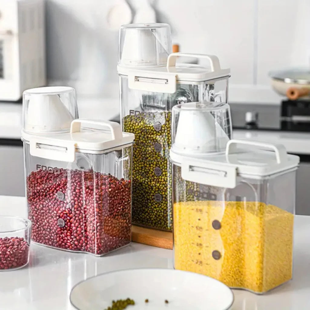 Pote hermético medidor de copo bico dosador  multiuso armazenamento prático organizador compacto ButFly